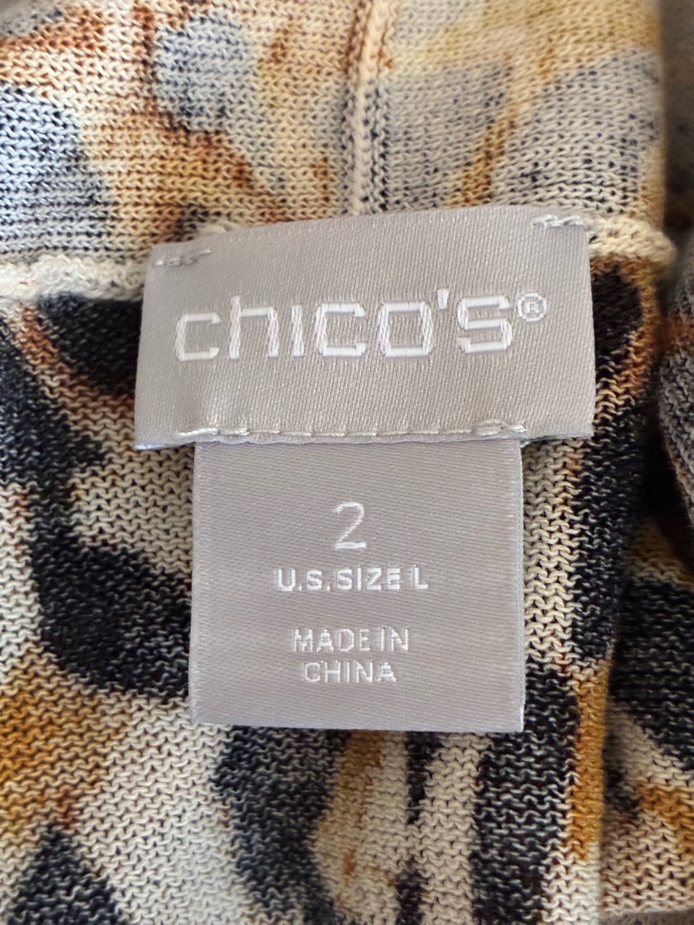 Chico's Leopard Pattern Open Cardigan - Black, Brown, Cream - Picture 6 of 6